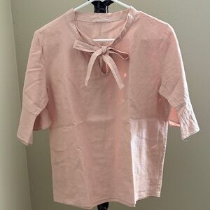 Chic Blush Tie-Neck Women's Blouse